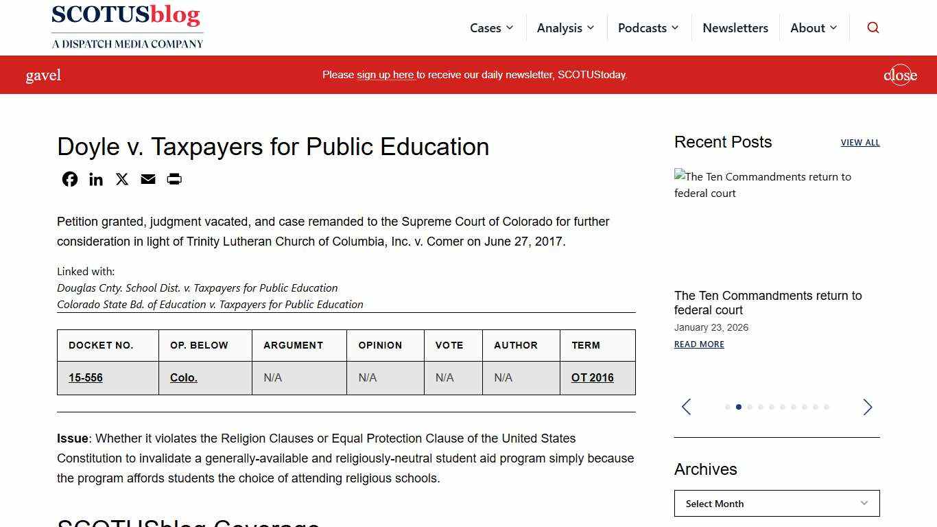 Doyle v. Taxpayers for Public Education - SCOTUSblog